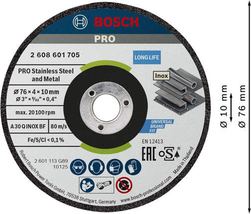Bosch不銹鋼和金屬研磨盤 76 x 4 x 10 mm。